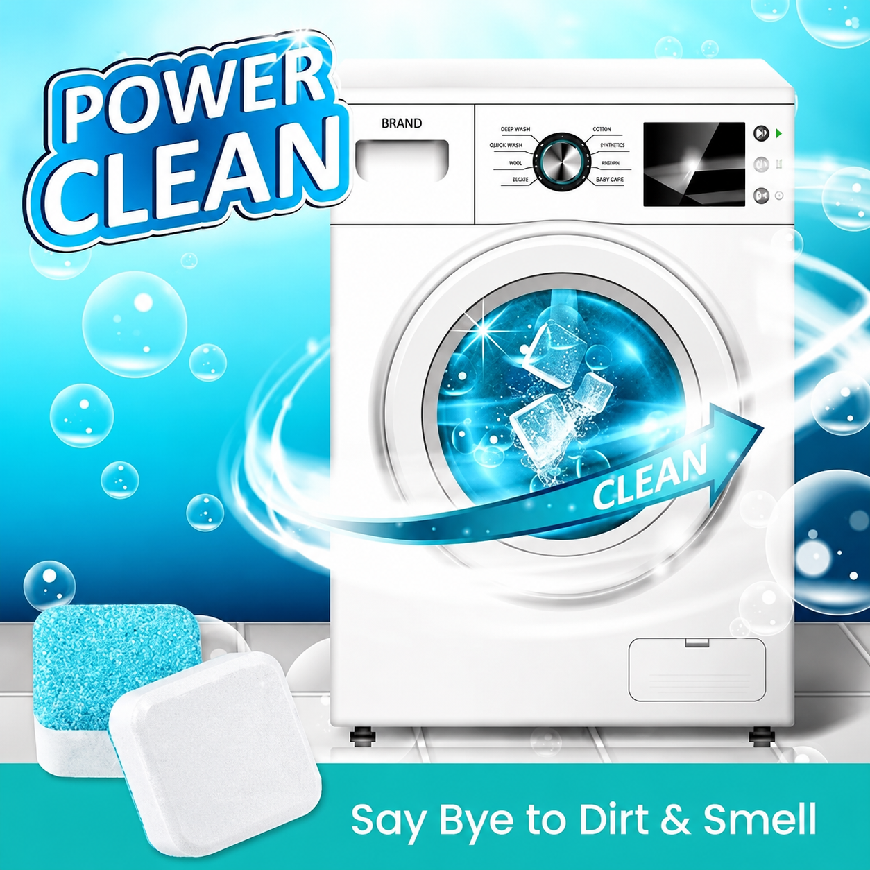 🔥 Powerful Washer Deep Cleaner Tablets – Eliminate Hidden Bacteria & Bad Smells Fast