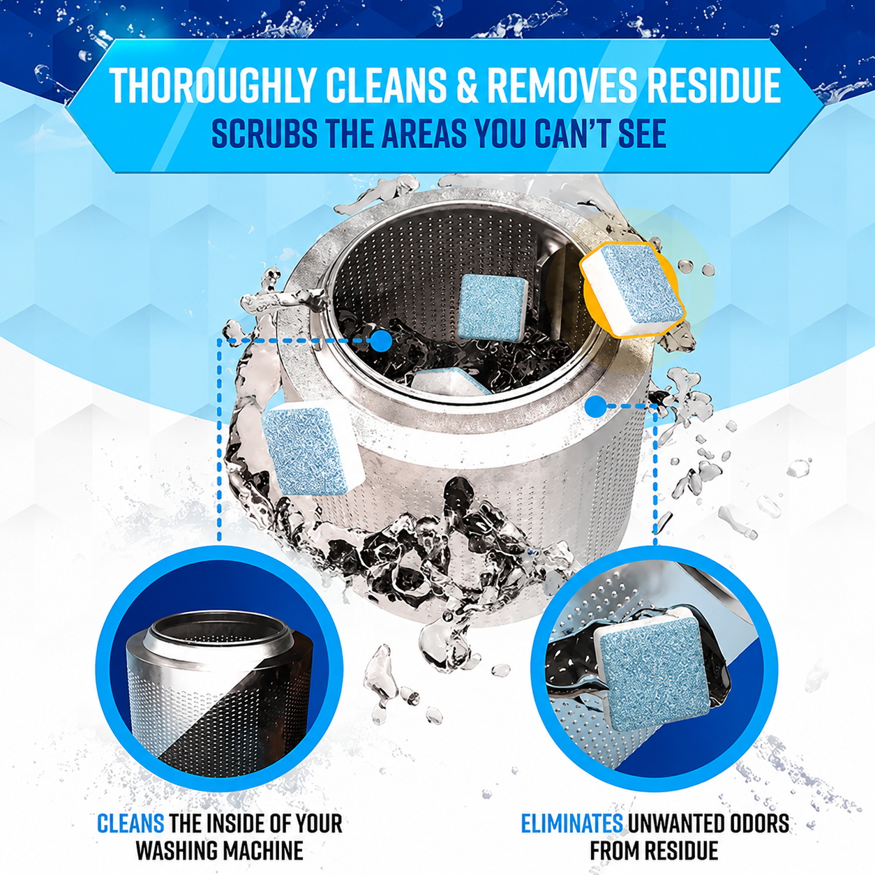 🔥 Powerful Washer Deep Cleaner Tablets – Eliminate Hidden Bacteria & Bad Smells Fast