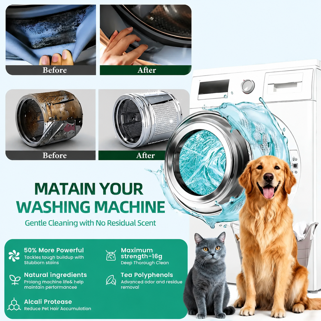 🔥 Powerful Washer Deep Cleaner Tablets – Eliminate Hidden Bacteria & Bad Smells Fast