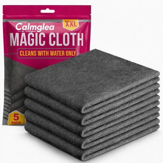 Calmglea Magic Cleaning Cloths – Streak-Free Cleaning with Just Water | Reusable 5-Pack